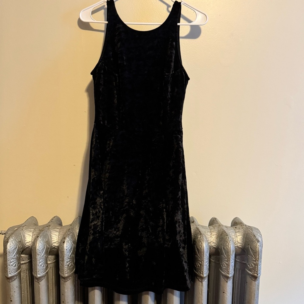H&M Divided Black Velvet Mini Dress | Deep V Back 6 Holiday Christmas Cocktail